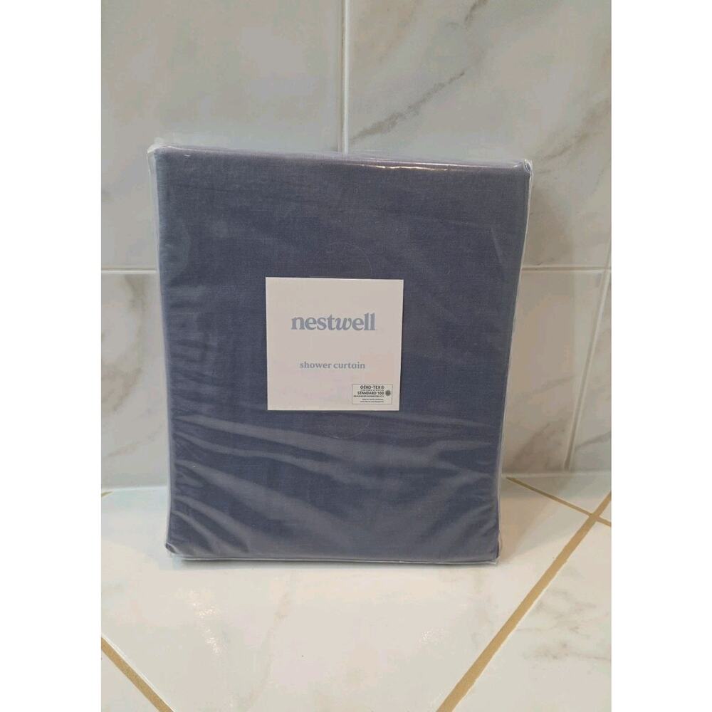 Nestwell 54-Inch x 80-Inch Solid Hemp Shower Curtain in Egret